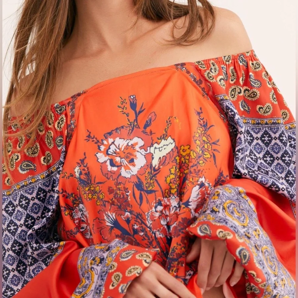 Free People Positano Printed Blouse